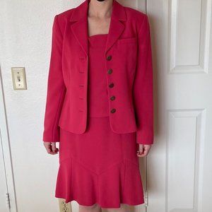 EUC Amanda Smith deep pink 3 piece jacket, skirt, & top suit size 6P